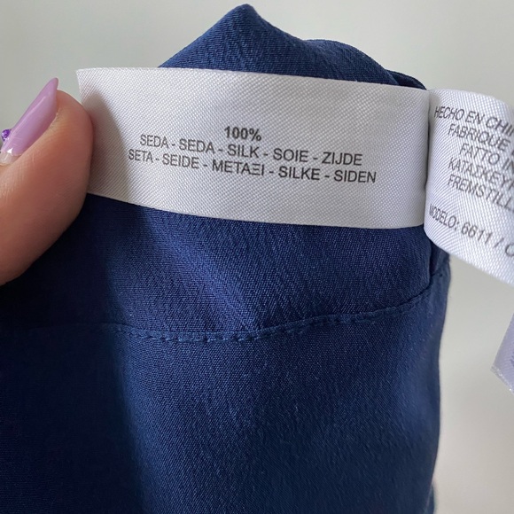 100% silk navy dress with pockets - Picture 5 of 9